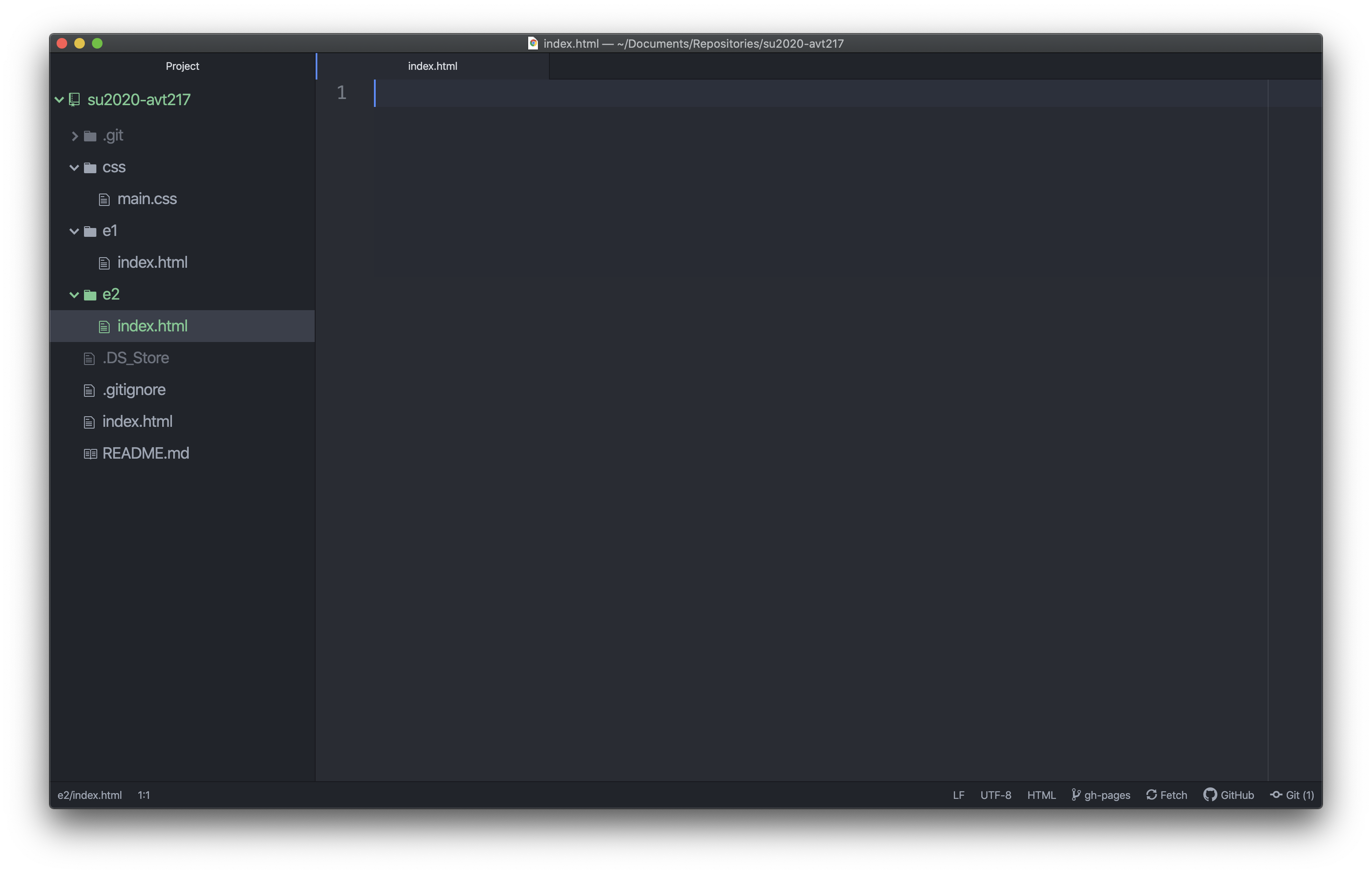 view of newly created folder and file in Atom