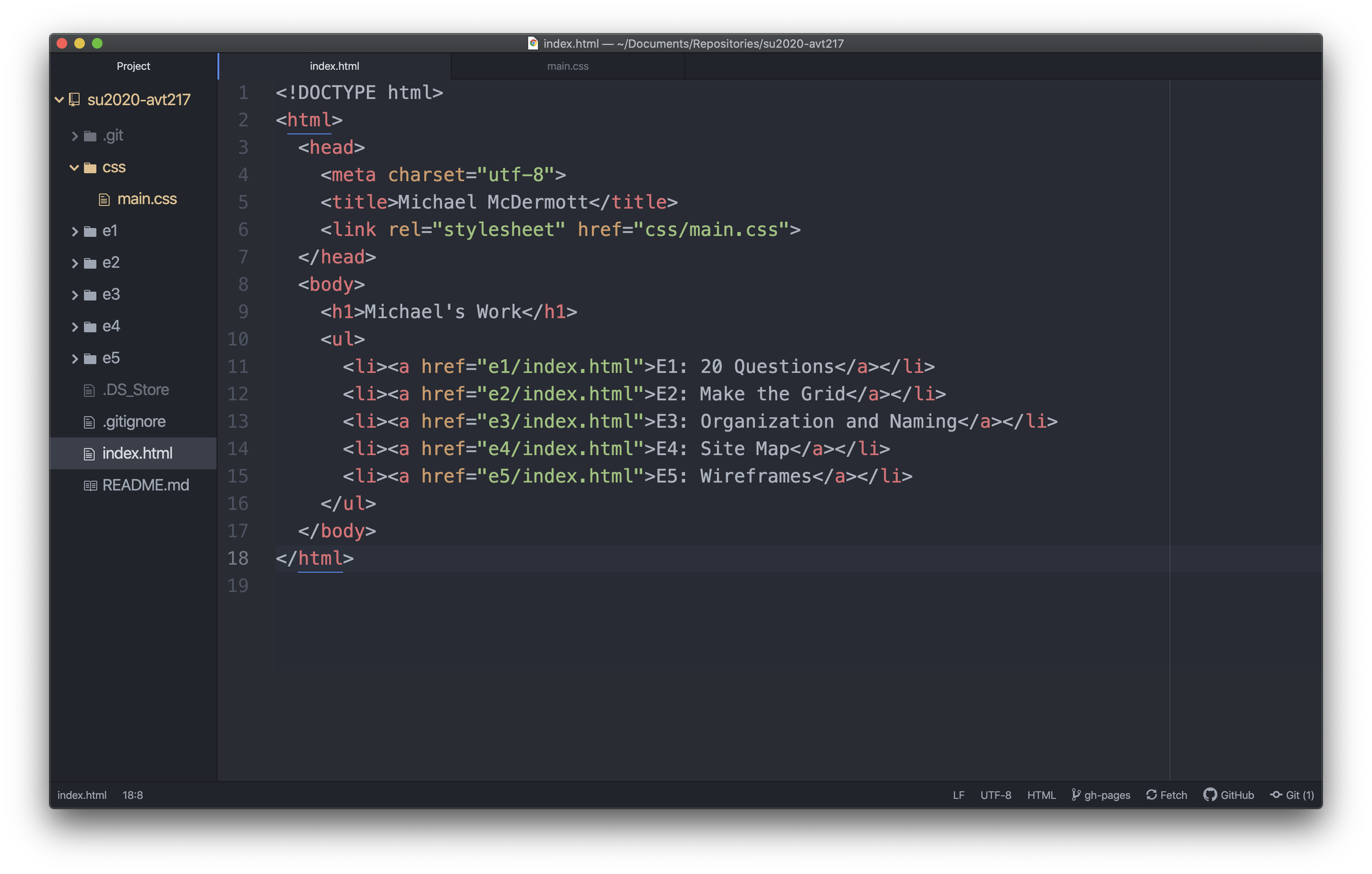 repository opened in Atom