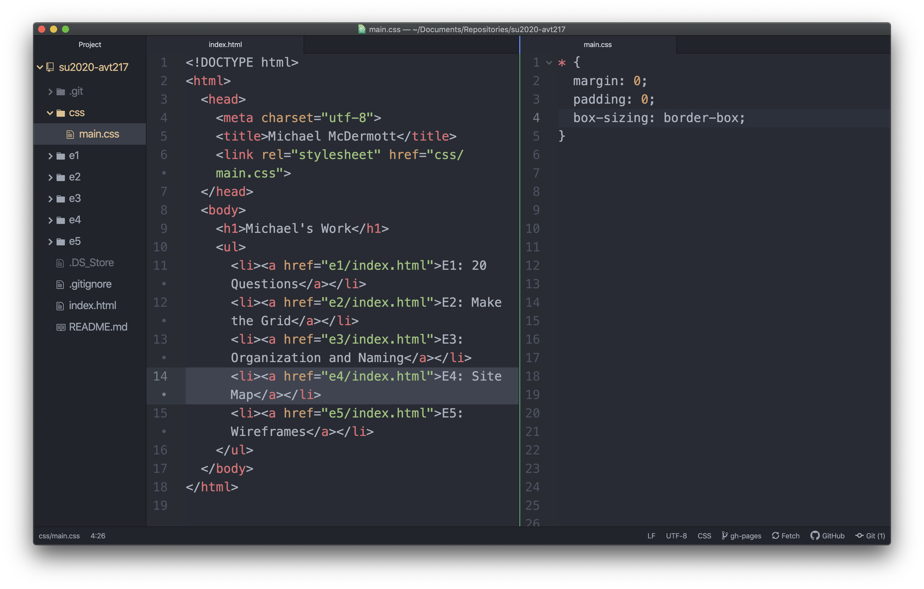 two column view in Atom